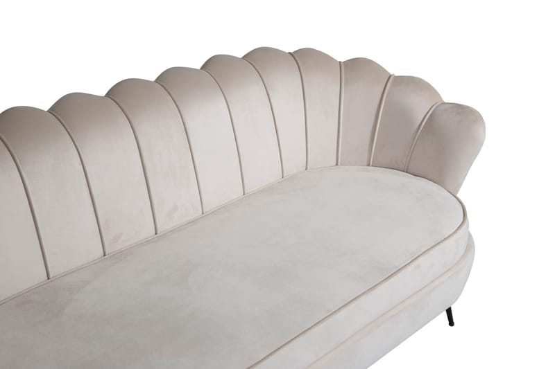Calais 3-seter Buet Sofa 180 cm i Fløyel - Beige - Møbler - Sofaer - Fløyel sofaer