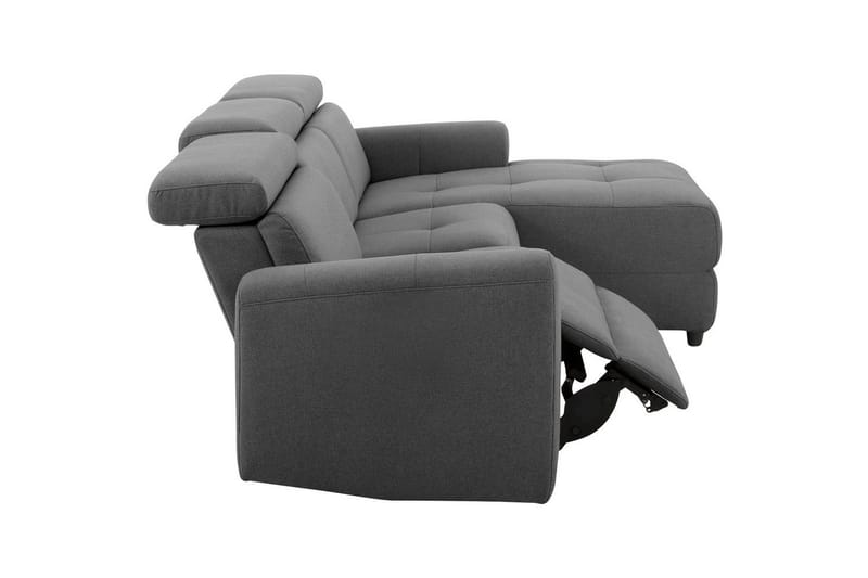 Capena 3-seter Høyrevendt L-formet Hjørnesofa 275 cm med Recliner i Stoff - Grå - Møbler - Sofaer - Reclinersofaer