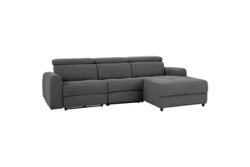 Capena 3-seter Høyrevendt L-formet Hjørnesofa 275 cm med Recliner i Stoff - Grå - Møbler - Sofaer - Reclinersofaer