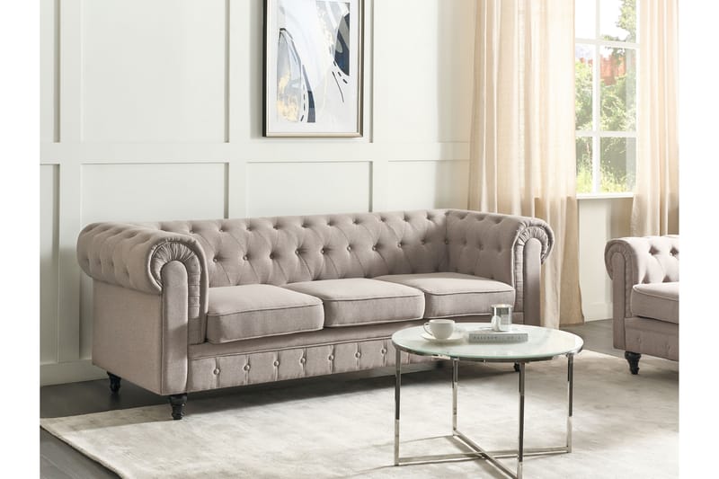 Casonya Sofa 3-seter - Beige/Mørkt tre - Møbler - Sofaer - Sofa 3 seter