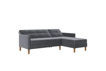 Chaiselong Lilly Antrasitt, Fløyel - Antrasitt, Fløyel - Møbler - Sofaer - Sofa med sjeselong