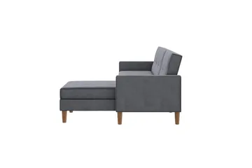 Chaiselong Lilly Antrasitt, Fløyel - Antrasitt, Fløyel - Møbler - Sofaer - Sofa med sjeselong
