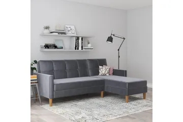 Chaiselong Lilly Antrasitt, Fløyel - Antrasitt, Fløyel - Møbler - Sofaer - Sofa med sjeselong