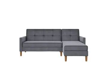 Chaiselong Lilly Antrasitt, Fløyel - Antrasitt, Fløyel - Møbler - Sofaer - Sofa med sjeselong