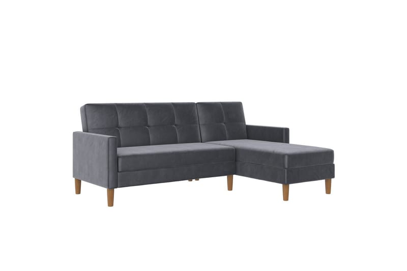 Chaiselong Lilly Antrasitt, Fløyel - Antrasitt, Fløyel - Møbler - Sofaer - Sofa med sjeselong