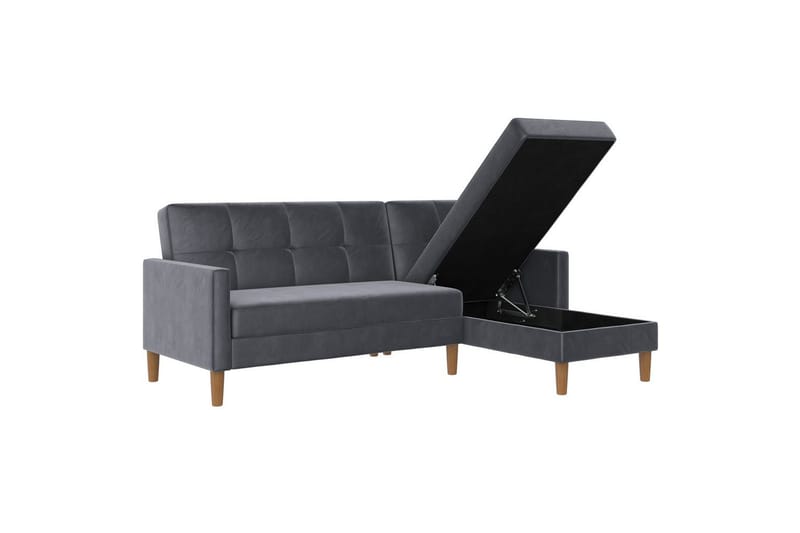 Chaiselong Lilly Antrasitt, Fløyel - Antrasitt, Fløyel - Møbler - Sofaer - Sofa med sjeselong