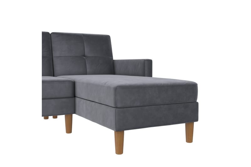 Chaiselong Lilly Antrasitt, Fløyel - Antrasitt, Fløyel - Møbler - Sofaer - Sofa med sjeselong