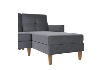 Chaiselong Lilly Antrasitt, Fløyel - Antrasitt, Fløyel - Møbler - Sofaer - Sofa med sjeselong