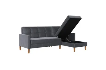 Chaiselong Lilly Antrasitt, Fløyel - Antrasitt, Fløyel - Møbler - Sofaer - Sofa med sjeselong