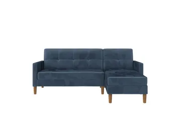 Chaiselong Lilly Blå, Fløyel - Blå, Fløyel - Møbler - Sofaer - Sofa med sjeselong