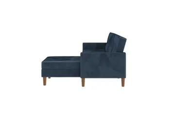 Chaiselong Lilly Blå, Fløyel - Blå, Fløyel - Møbler - Sofaer - Sofa med sjeselong