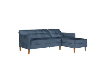 Chaiselong Lilly Blå, Fløyel - Blå, Fløyel - Møbler - Sofaer - Sofa med sjeselong