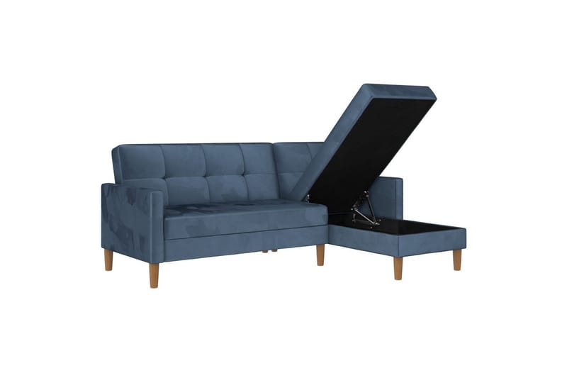 Chaiselong Lilly Blå, Fløyel - Blå, Fløyel - Møbler - Sofaer - Sofa med sjeselong