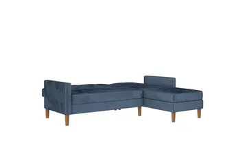 Chaiselong Lilly Blå, Fløyel - Blå, Fløyel - Møbler - Sofaer - Sofa med sjeselong