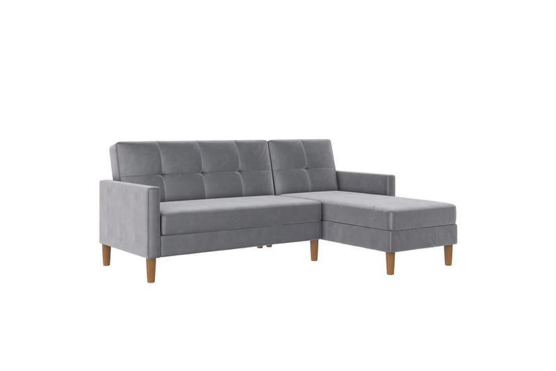 Chaiselong Lilly Lys grå, Fløyel - Lys grå, Fløyel - Møbler - Sofaer - Sofa med sjeselong