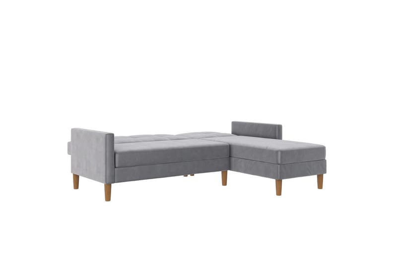 Chaiselong Lilly Lys grå, Fløyel - Lys grå, Fløyel - Møbler - Sofaer - Sofa med sjeselong