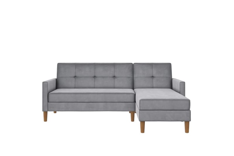 Chaiselong Lilly Lys grå, Fløyel - Lys grå, Fløyel - Møbler - Sofaer - Sofa med sjeselong