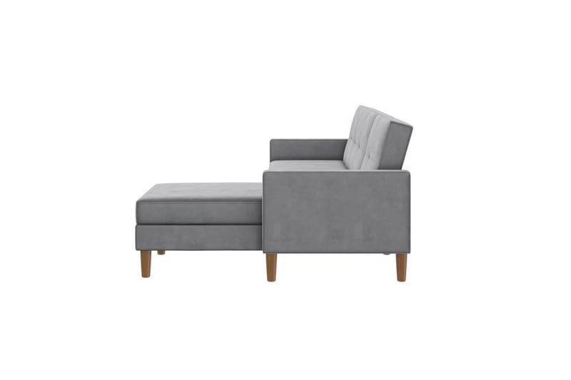 Chaiselong Lilly Lys grå, Fløyel - Lys grå, Fløyel - Møbler - Sofaer - Sofa med sjeselong