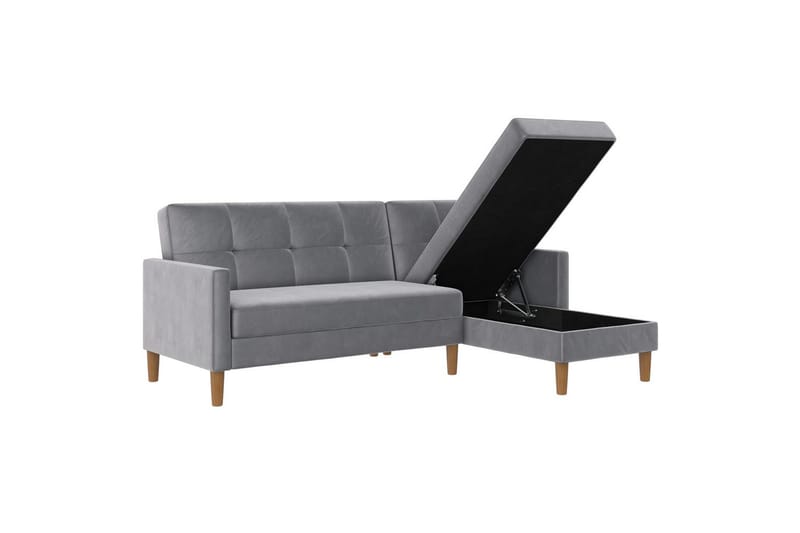 Chaiselong Lilly Lys grå, Fløyel - Lys grå, Fløyel - Møbler - Sofaer - Sofa med sjeselong