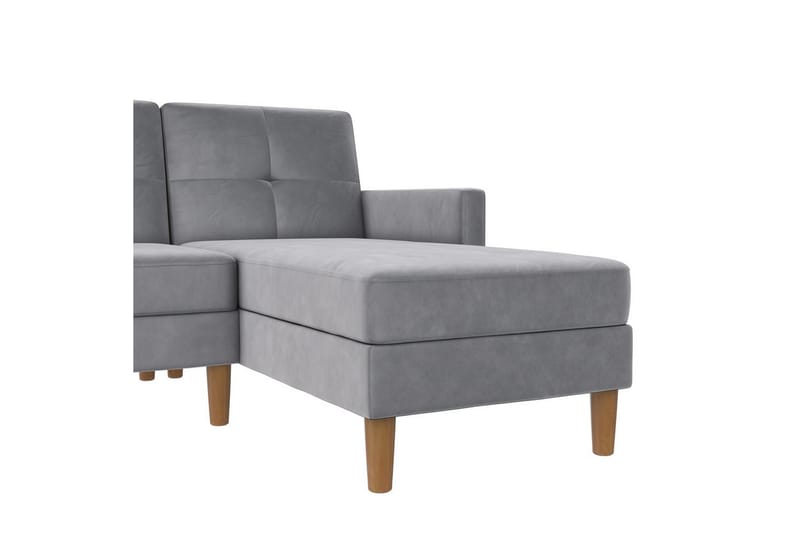Chaiselong Lilly Lys grå, Fløyel - Lys grå, Fløyel - Møbler - Sofaer - Sofa med sjeselong