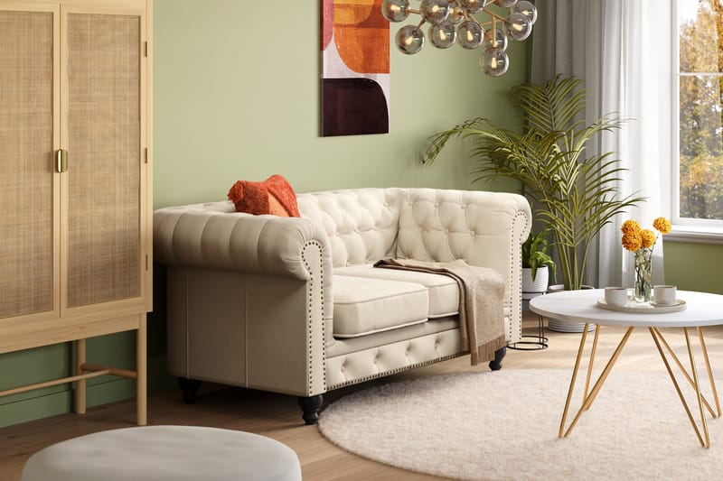 Chesterfield Deluxe 2-seters Sofa - Beige - Møbler - Sofaer - Fløyel sofaer