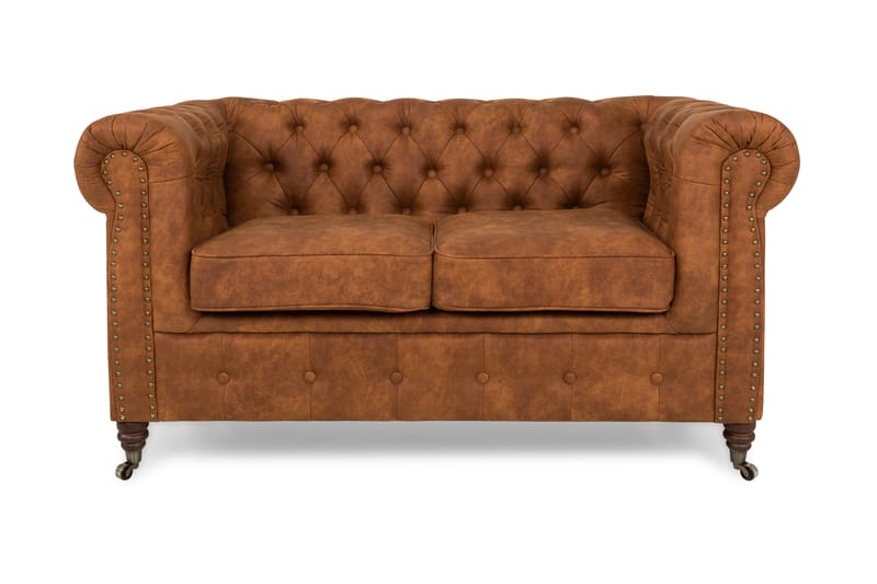 Chesterfield Deluxe 2-seters Sofa - Konjakk - Skinnsofaer - Chesterfield sofaer - 2 seter sofa