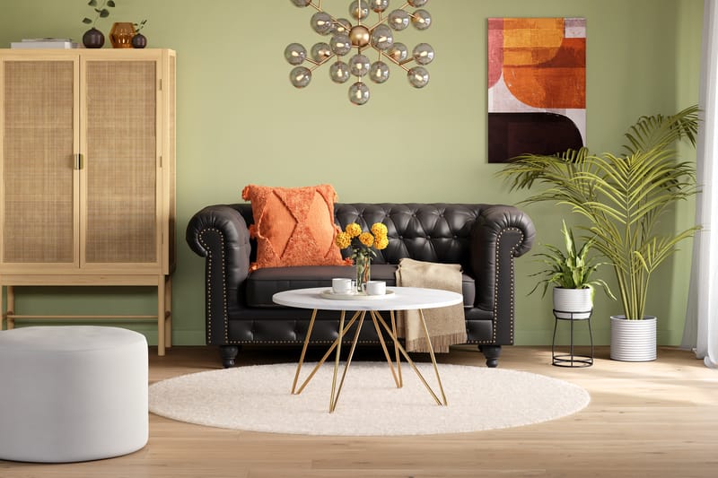 Chesterfield Deluxe 2-seters Sofa - Svart - Møbler - Sofaer - Skinnsofaer