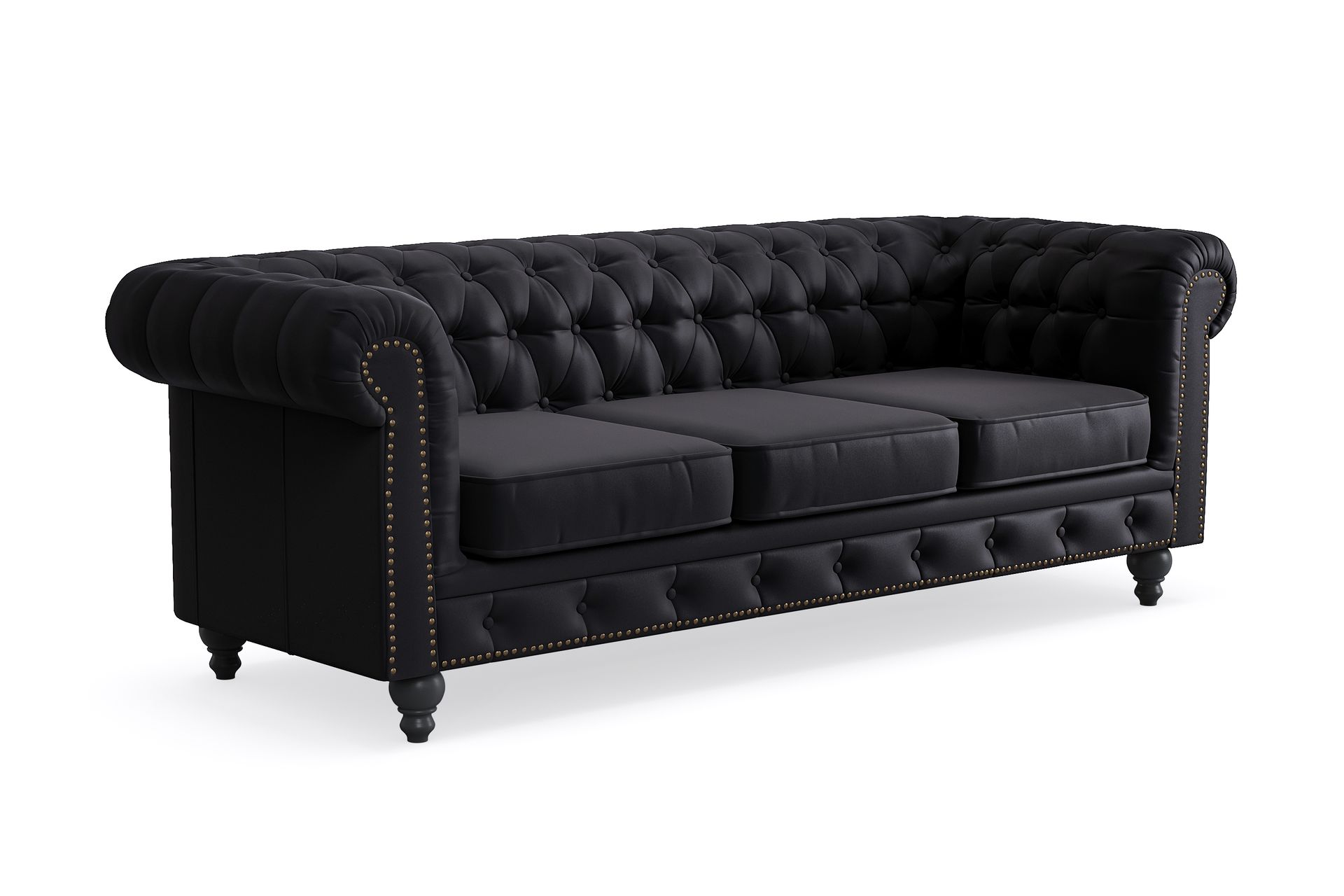 Chesterfield Deluxe 3-seter Sofa - Svart - Møbler - Sofaer - Skinnsofaer