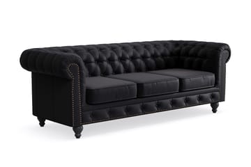 Chesterfield Deluxe 3-seter Sofa - Svart - Møbler - Sofaer - Skinnsofaer