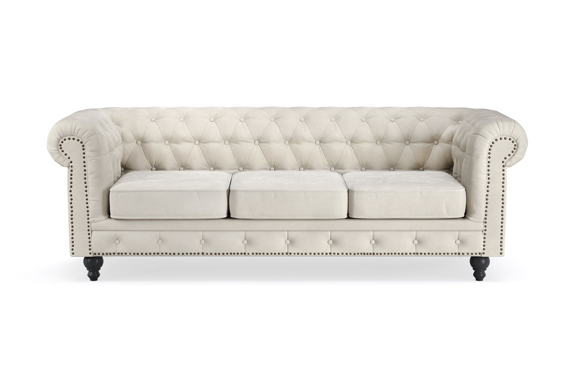 Chesterfield Deluxe 3-seters Sofa - Beige - Møbler - Sofaer - Fløyel sofaer