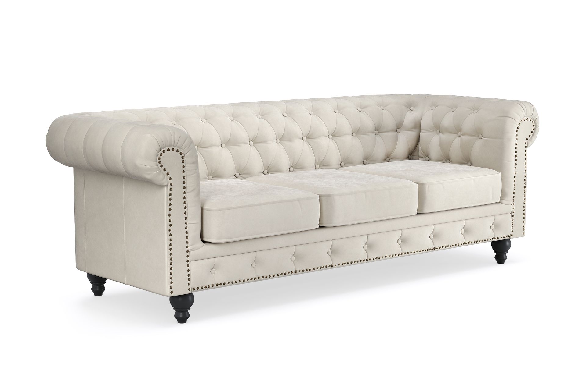 Chesterfield Deluxe 3-seters Sofa - Beige - Møbler - Sofaer - Fløyel sofaer