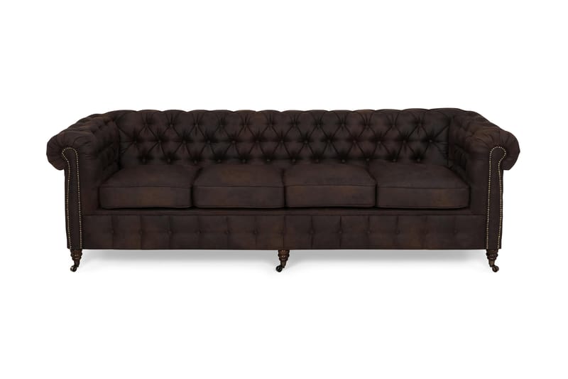 Chesterfield Deluxe 4-seter Sofa - Mørkebrun - Skinnsofaer - 4 seter sofa - Chesterfield sofaer
