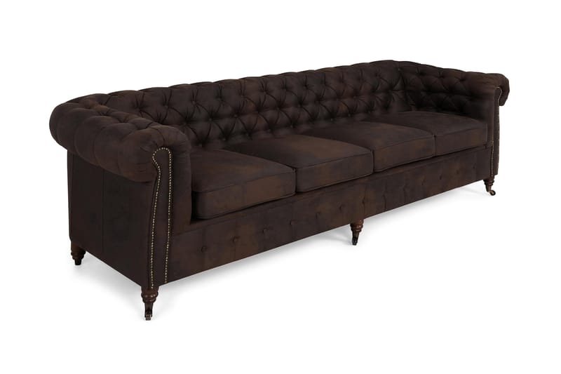Chesterfield Deluxe 4-seter Sofa - Mørkebrun - Skinnsofaer - Chesterfield sofaer - 4 seter sofa