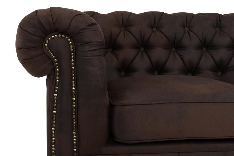 Chesterfield Deluxe 4-seter Sofa - Mørkebrun - Skinnsofaer - Chesterfield sofaer - 4 seter sofa