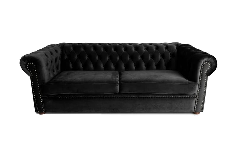 Chesterfield Deluxe Sovesofa 3-seters - Svart - Sovesofaer - 3 seters sovesofa