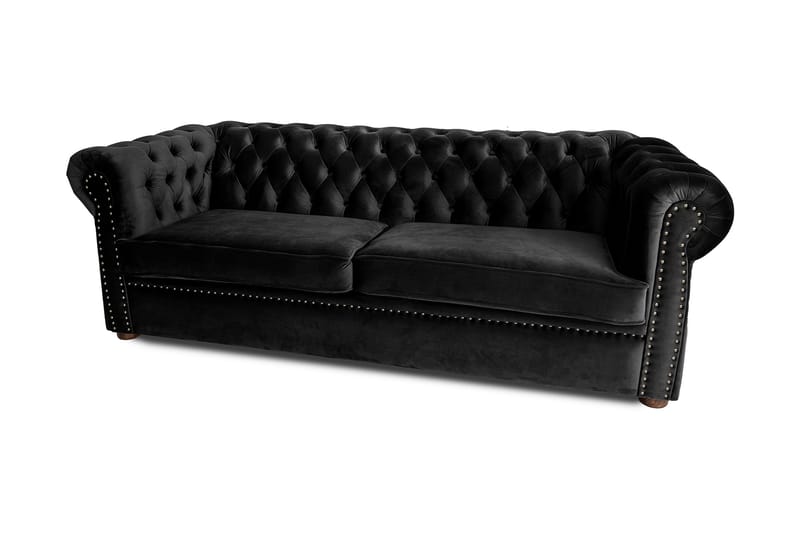Chesterfield Deluxe Sovesofa 3-seters - Svart - Møbler - Sofaer - Sovesofaer - 3 seters sovesofa