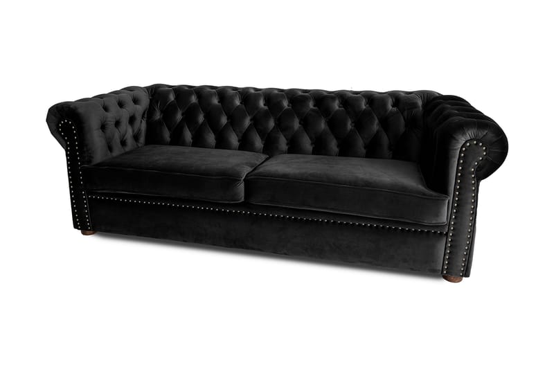 Chesterfield Deluxe Sovesofa 3-seters - Svart - Sovesofaer - 3 seters sovesofa