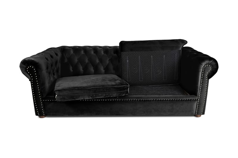 Chesterfield Deluxe Sovesofa 3-seters - Svart - Sovesofaer - 3 seters sovesofa