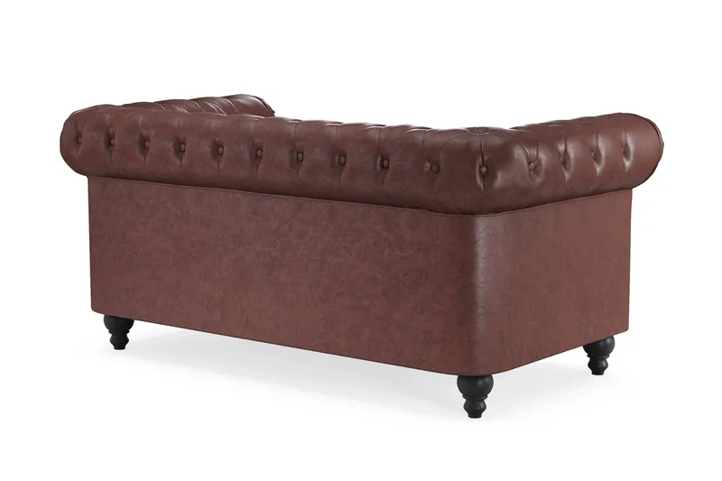Chesterfield Lyx 2-seter Dyp sofa kunstskinn - Mørk brun PU - Møbler - Sofaer - Skinnsofaer