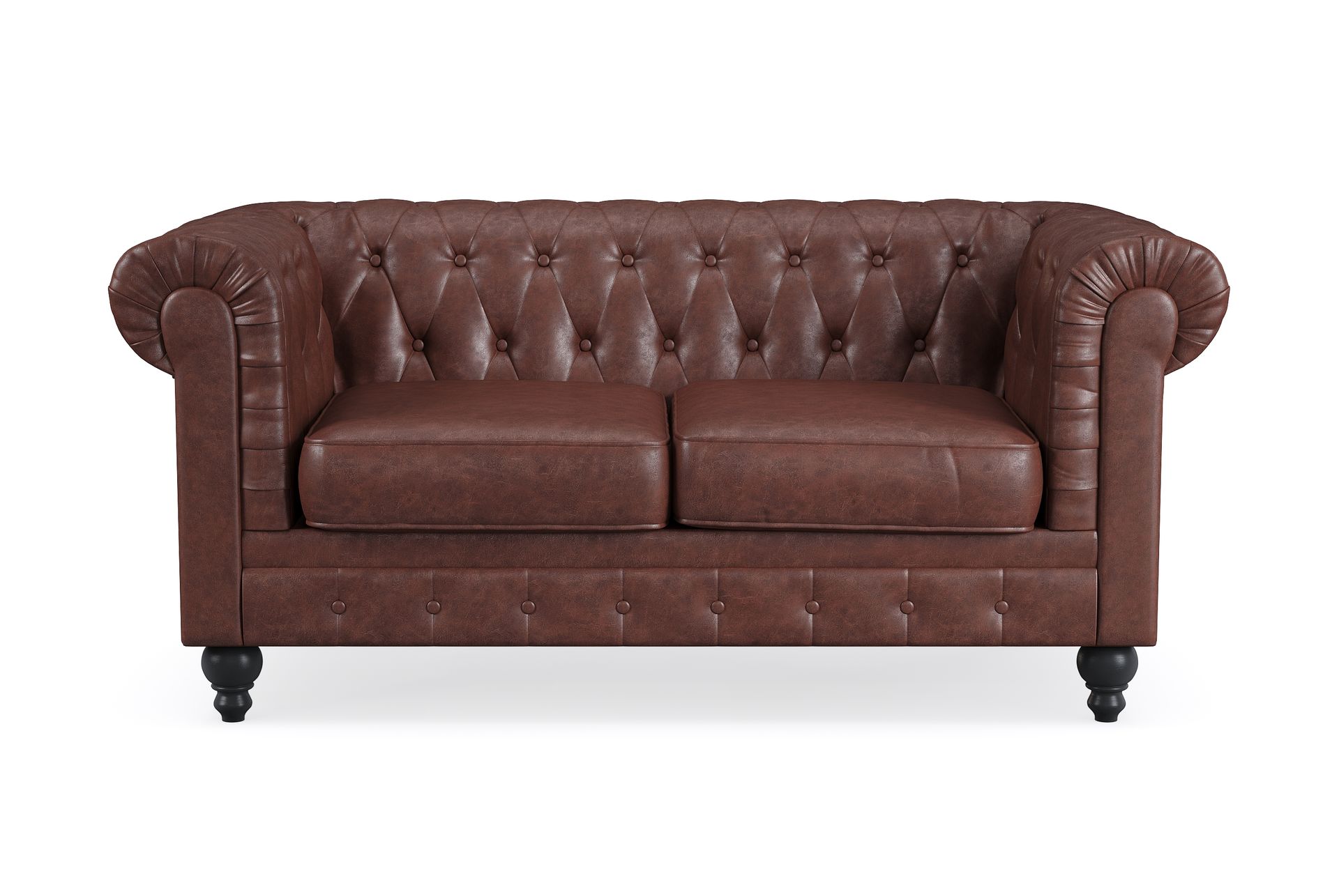 Chesterfield Lyx 2-seter Dyp sofa kunstskinn - Mørk brun PU - Møbler - Sofaer - Skinnsofaer