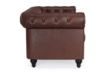 Chesterfield Lyx 2-seter Dyp sofa kunstskinn - Mørkebrun - Møbler - Sofaer - 2 seter sofa