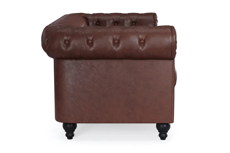 Chesterfield Lyx 2-seter Dyp sofa kunstskinn - Mørkebrun - Møbler - Sofaer - 2 seter sofa