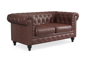 Chesterfield Lyx 2-seter Dyp sofa kunstskinn - Mørkebrun - Møbler - Sofaer - 2 seter sofa