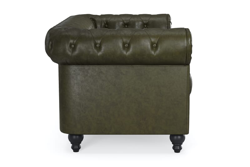 Chesterfield Lyx 2-seter Dyp sofa kunstskinn - Mørkegrønn PU - Møbler - Sofaer - 2 seter sofa