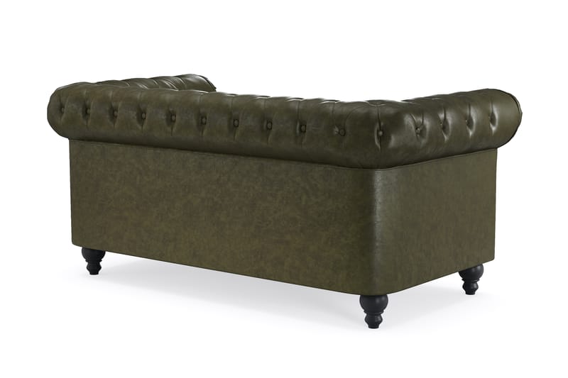 Chesterfield Lyx 2-seter Dyp sofa kunstskinn - Mørkegrønn PU - Møbler - Sofaer - 2 seter sofa
