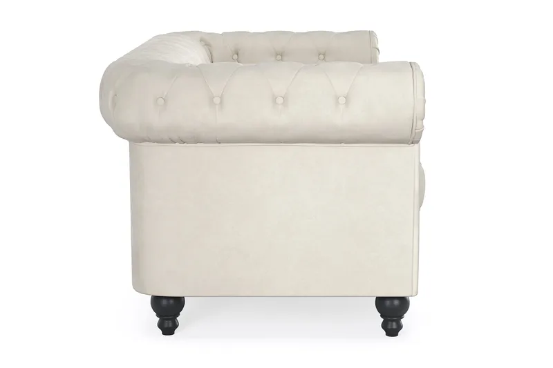 Chesterfield Lyx 2-seter Fløyelssofa – Liten dyp sofa - Beige Fløyel - Møbler - Sofaer - 2 seter sofa