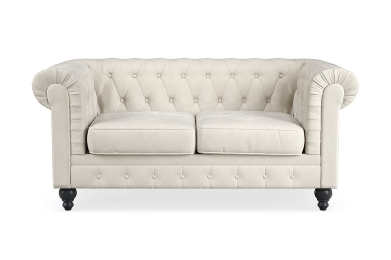 Chesterfield Lyx 2-seter Fløyelssofa – Liten dyp sofa - Beige Fløyel - Møbler - Sofaer - 2 seter sofa