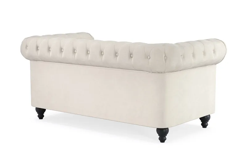 Chesterfield Lyx 2-seter Fløyelssofa – Liten dyp sofa - Beige Fløyel - Møbler - Sofaer - 2 seter sofa