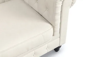Chesterfield Lyx 3-seter Fløyelssofa – Dyp sofa - Beige - Møbler - Sofaer - Chesterfield sofaer