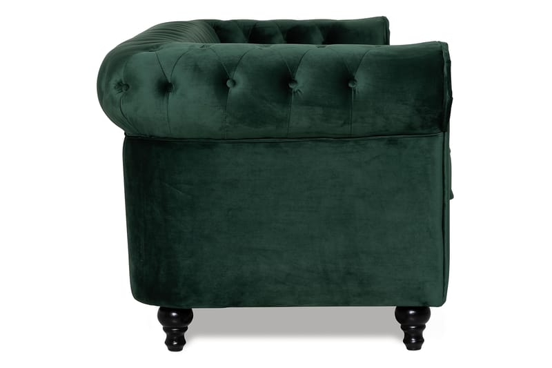 Chesterfield Lyx Fløyelssofa 3-seter - Mørkegrønn - Chesterfield sofaer - Sofa 3 seter - Fløyel sofaer